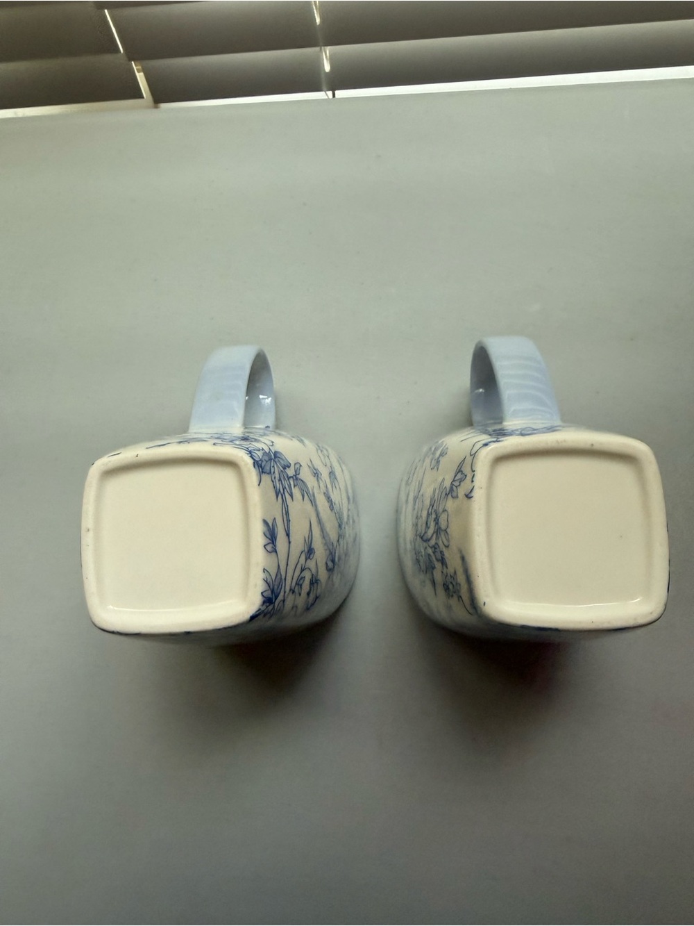 Source Unknown White Porcelain Mugs with Blue Floral Pattern - Set of 2 - Picture 4 of 4